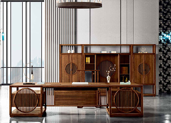 2019迪歐新款實木總裁大班臺-圓意系列