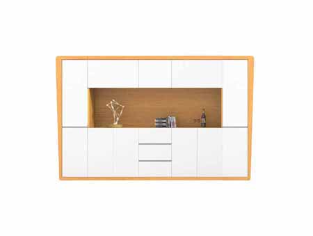 現代鋼木結合開放金柚木總經理辦公室大文件柜P01S32