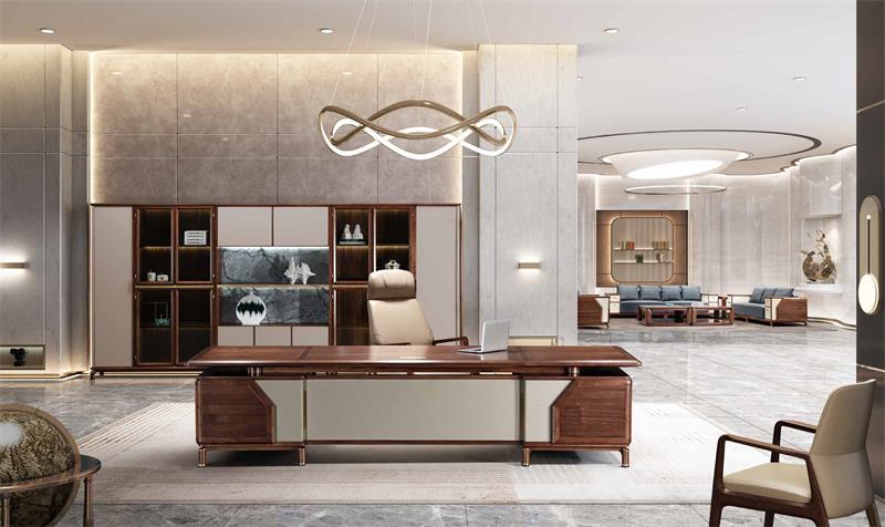 2021-胡桃木辦公桌-天際線系列-迪歐家具-方圖